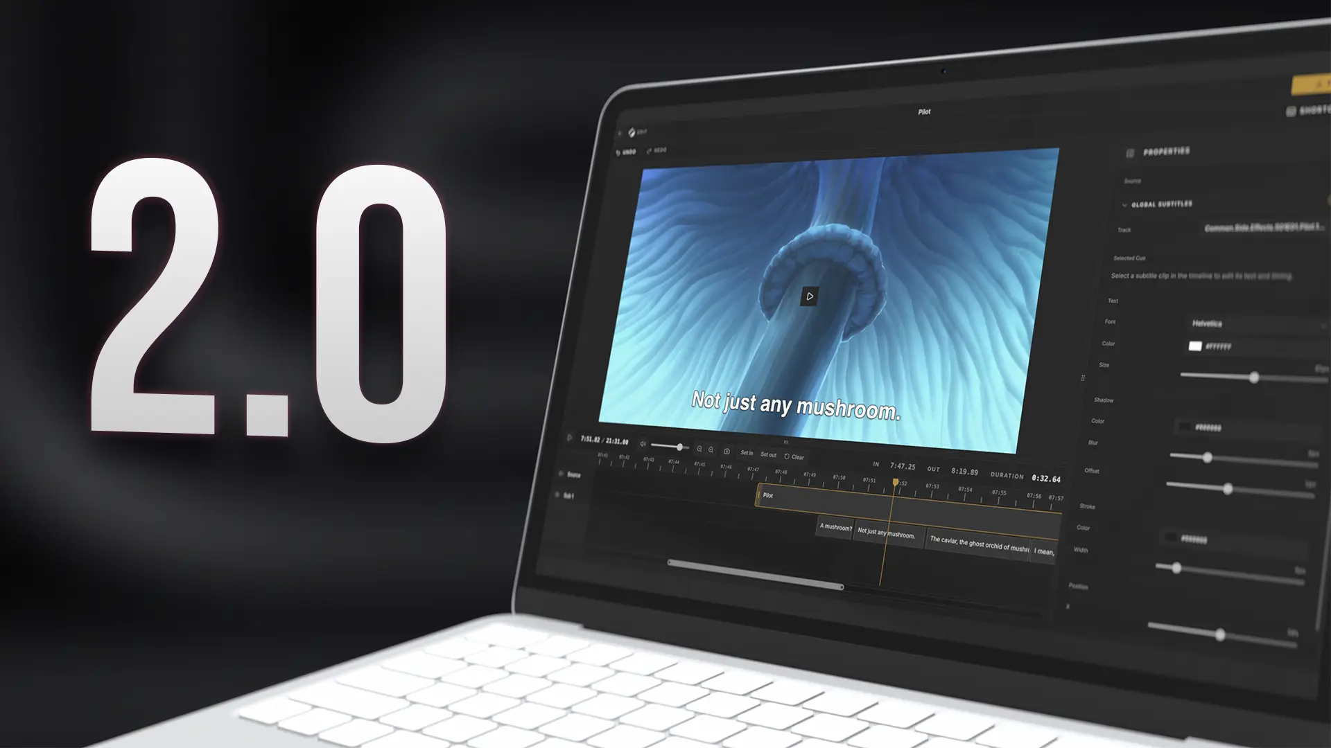 Cliparr 2.0 interface with the updated timeline editor and export actions.